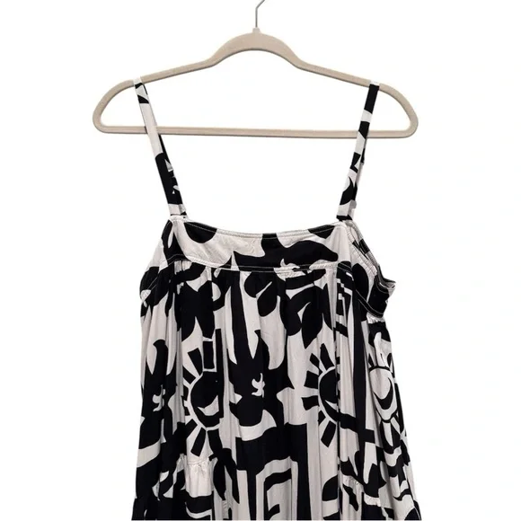 Anthropologie Abel the Label Abstract Sol Aztec Maxi Dress Boho Retro Black XL - Picture 3 of 8